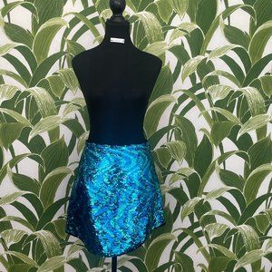 Zara Sequinned curved hem skirt